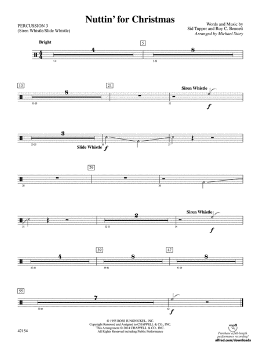 Nuttin' for Christmas: 3rd Percussion Concert Band scores gallery preview page 1