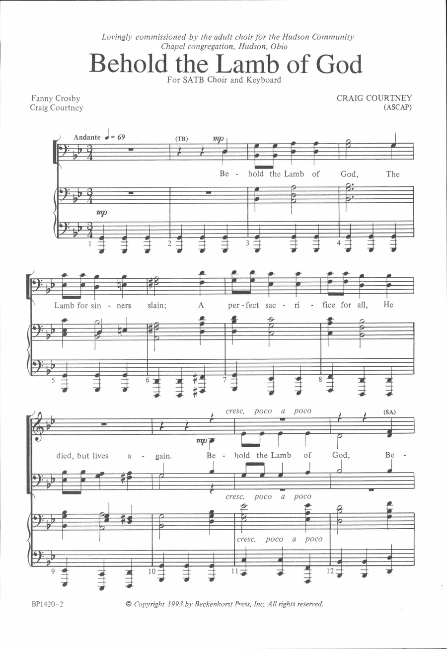 Behold the Lamb of God Behold the Lamb of God 4-Part scores gallery preview page 2