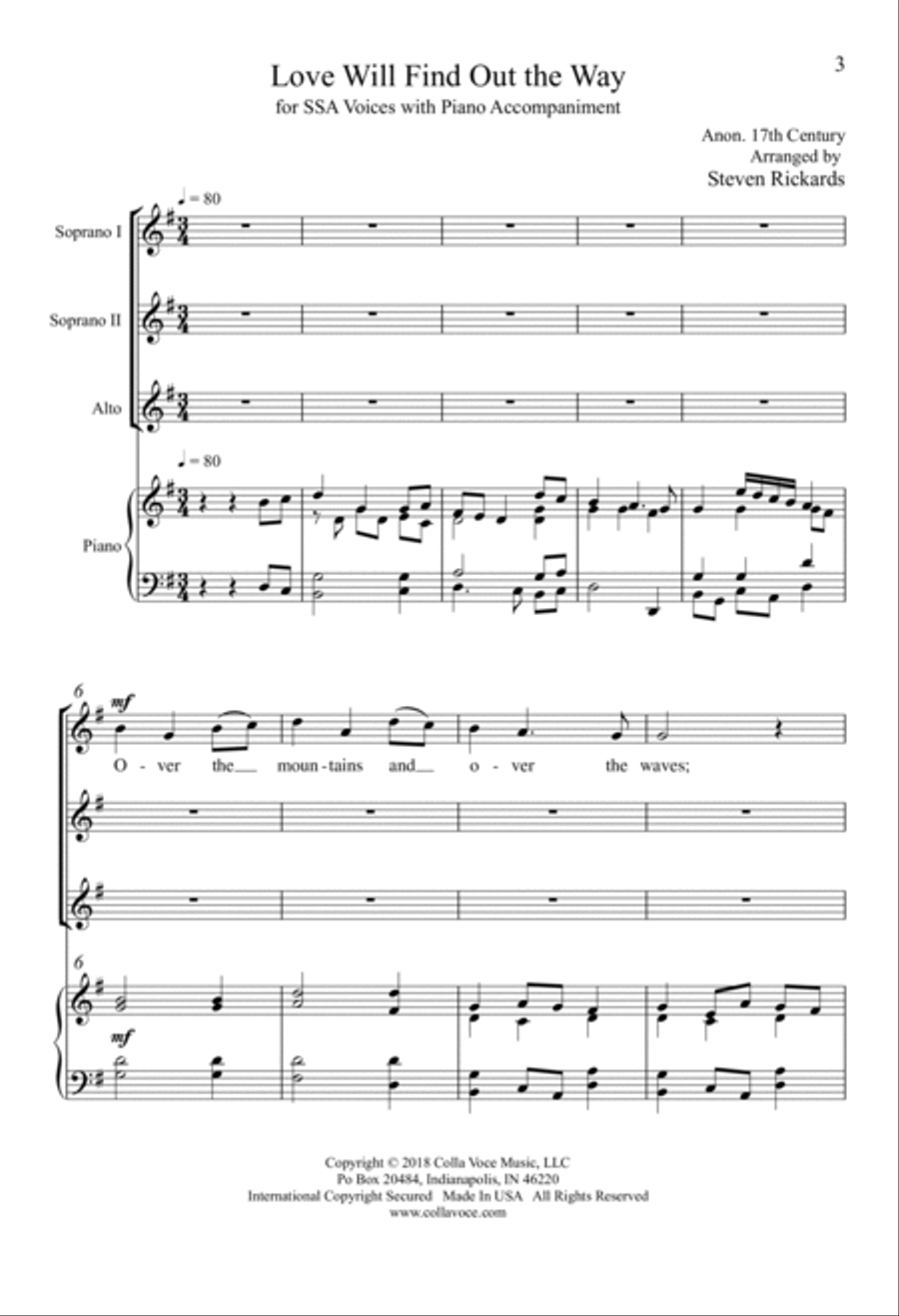 Love Will Find Out the Way SSA scores gallery preview page 2