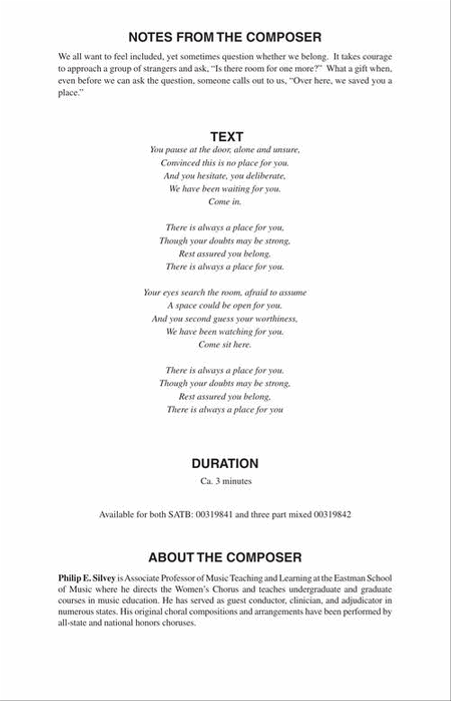 Always a Place for You Always a Place for You 4-Part scores gallery preview page 3