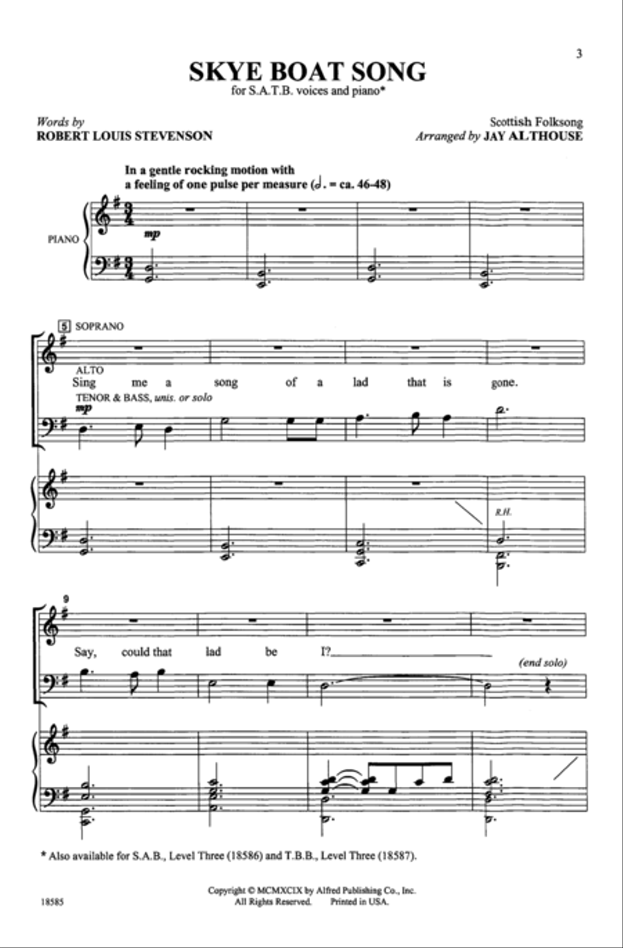Skye Boat Song 4-Part scores gallery preview page 2