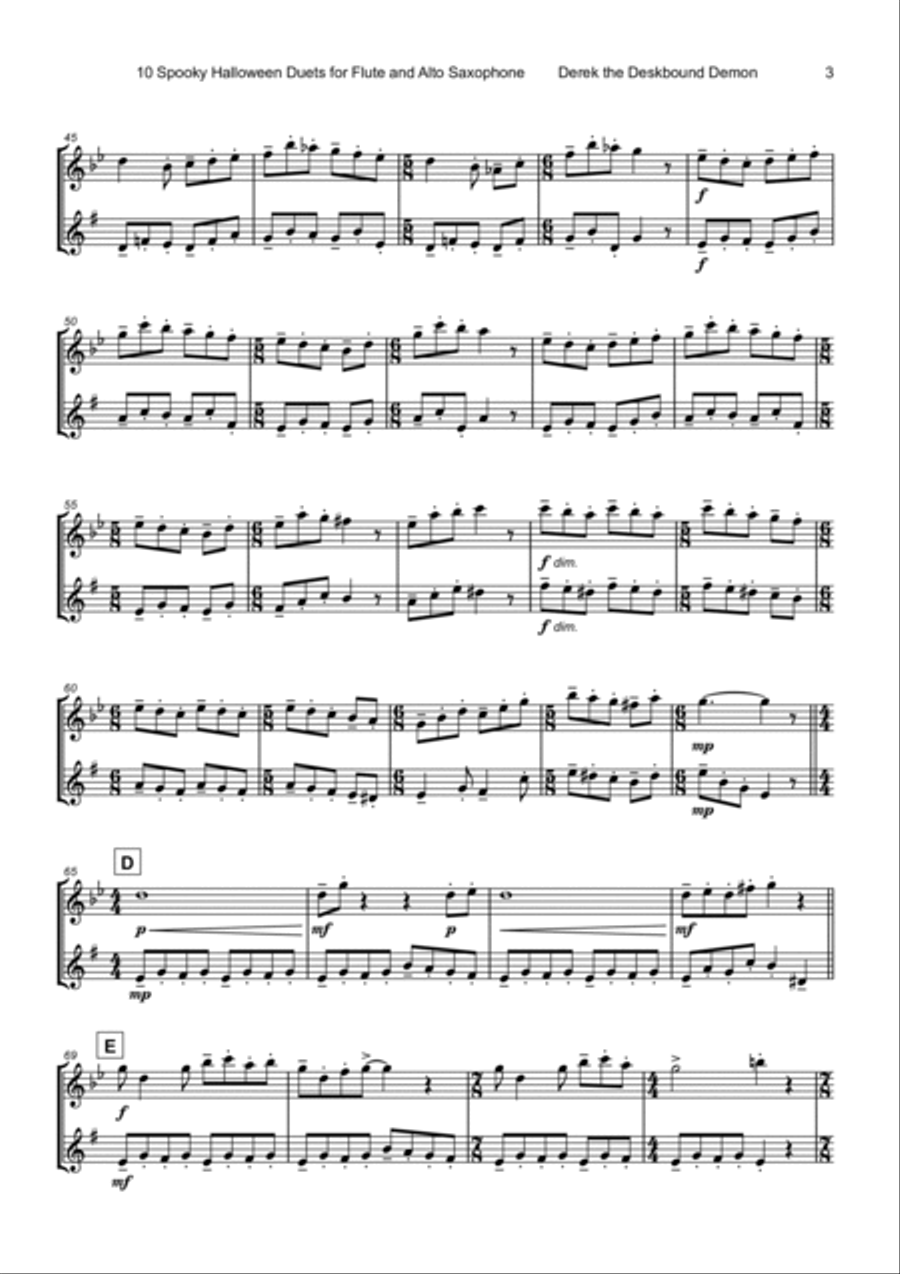 10 Spooky Halloween Duets for Flute and Alto Saxophone