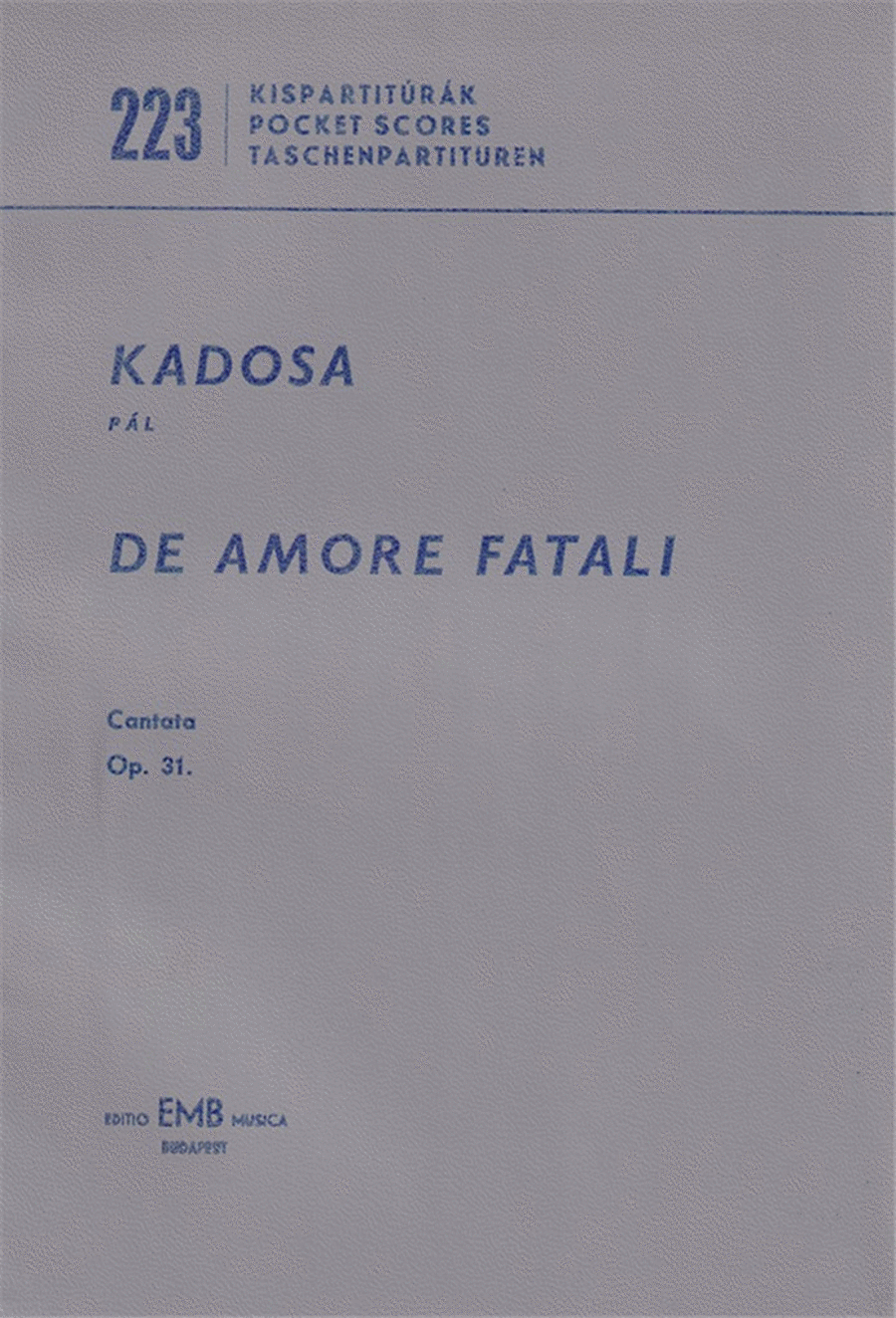 De amore fatali op. 31 Kantate auf Gedichte von A School and Community scores gallery preview page 1