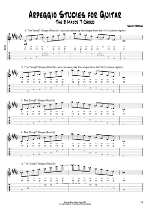Arpeggio Studies for Guitar - The B Major 7 Chord