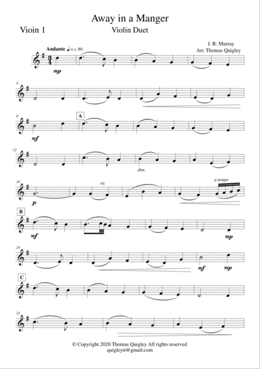 Away in a Manger String Duet scores gallery preview page 4