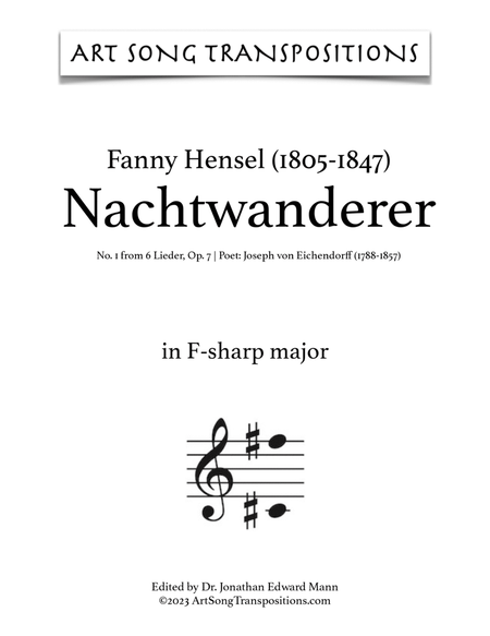 HENSEL: Nachtwanderer, Op. 7 no. 1 (transposed to F-sharp major, F major, and E major)