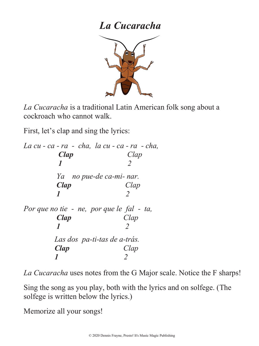 La cucaracha (big letter notation) Piano, Vocal scores gallery preview page 1