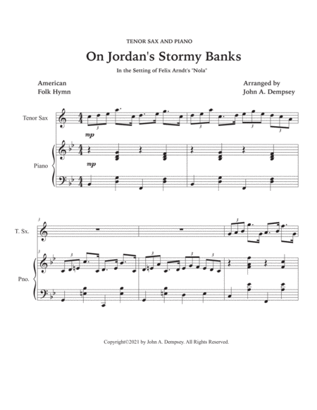 On Jordan's Stormy Banks (Tenor Sax and Piano) image number null