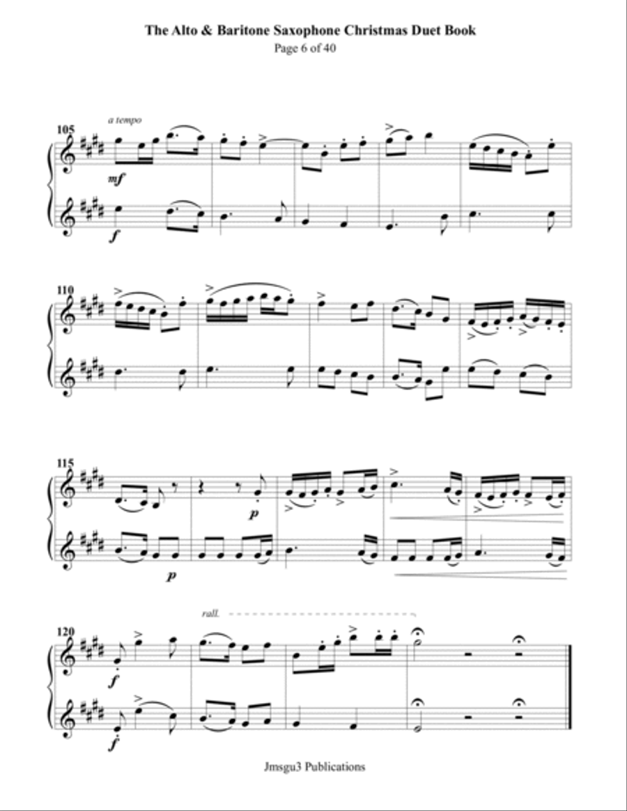 The Alto & Baritone Sax Christmas Duet Book Woodwind Duet scores gallery preview page 6