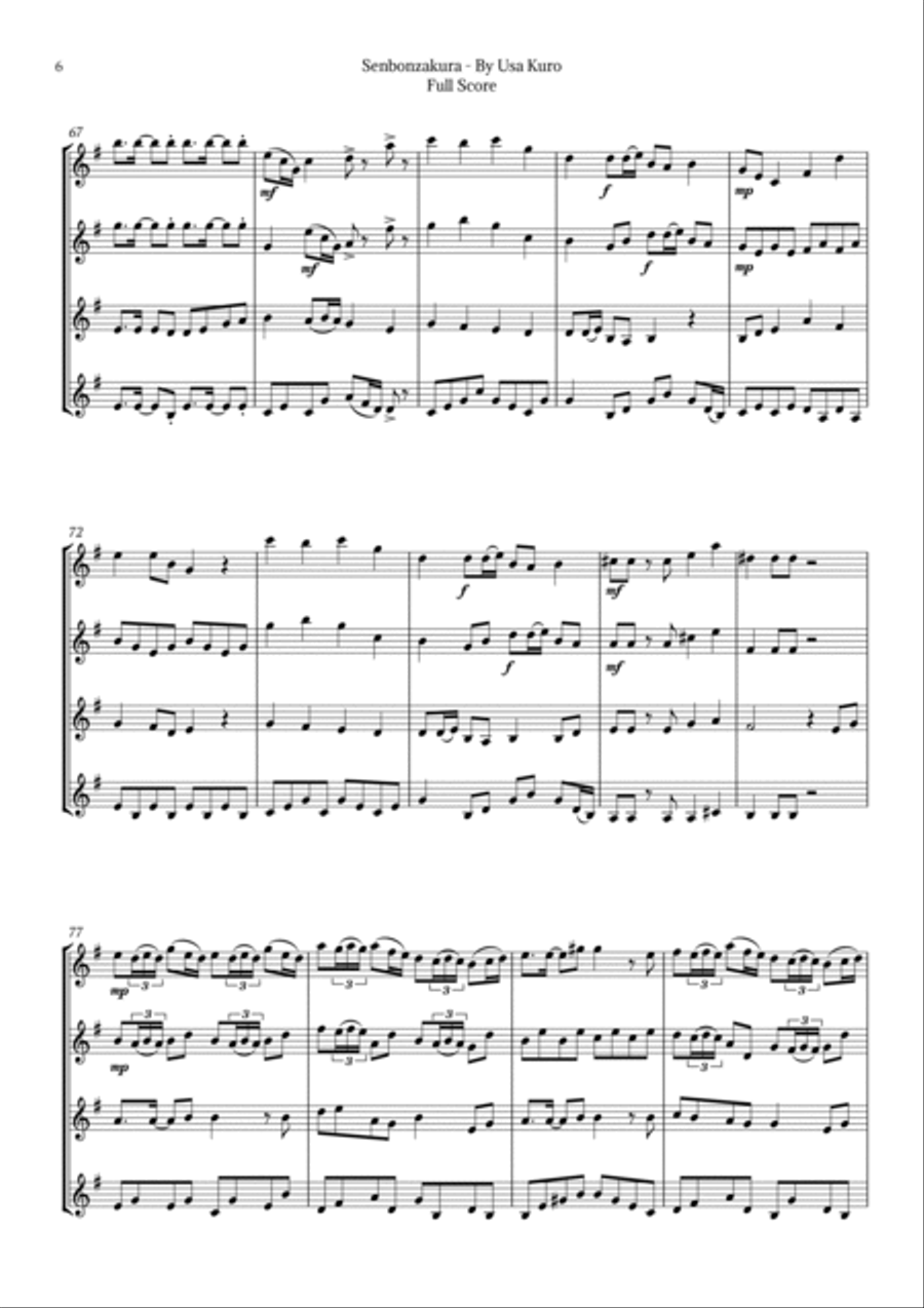 Senbonzakura Brass Quartet scores gallery preview page 6