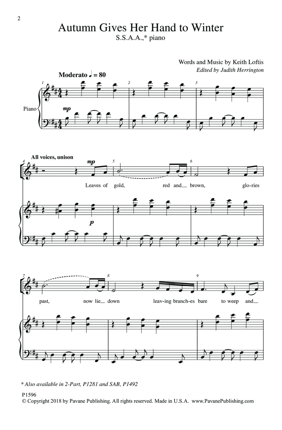 Autumn Gives Her Hand To Winter SSA scores gallery preview page 1