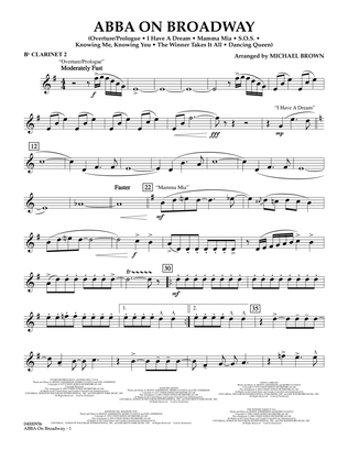 Book cover for ABBA on Broadway (arr. Michael Brown) - Bb Clarinet 2