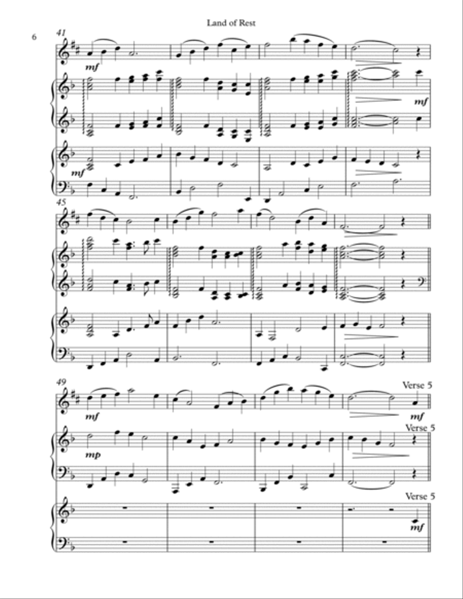 Land of Rest, Trio for Eb Alto Saxophone, Harp, Piano Alto Saxophone scores gallery preview page 6