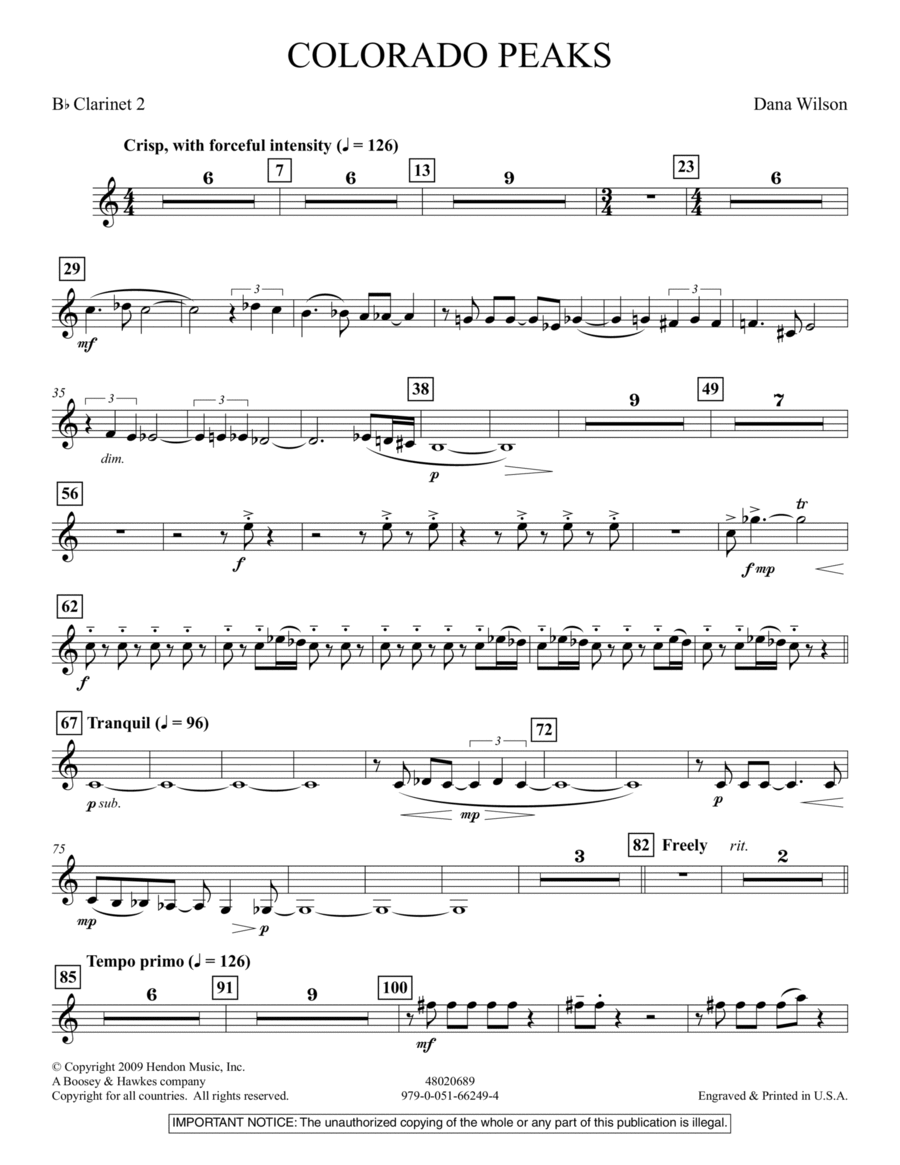 Colorado Peaks - Bb Clarinet 2 Concert Band scores gallery preview page 1