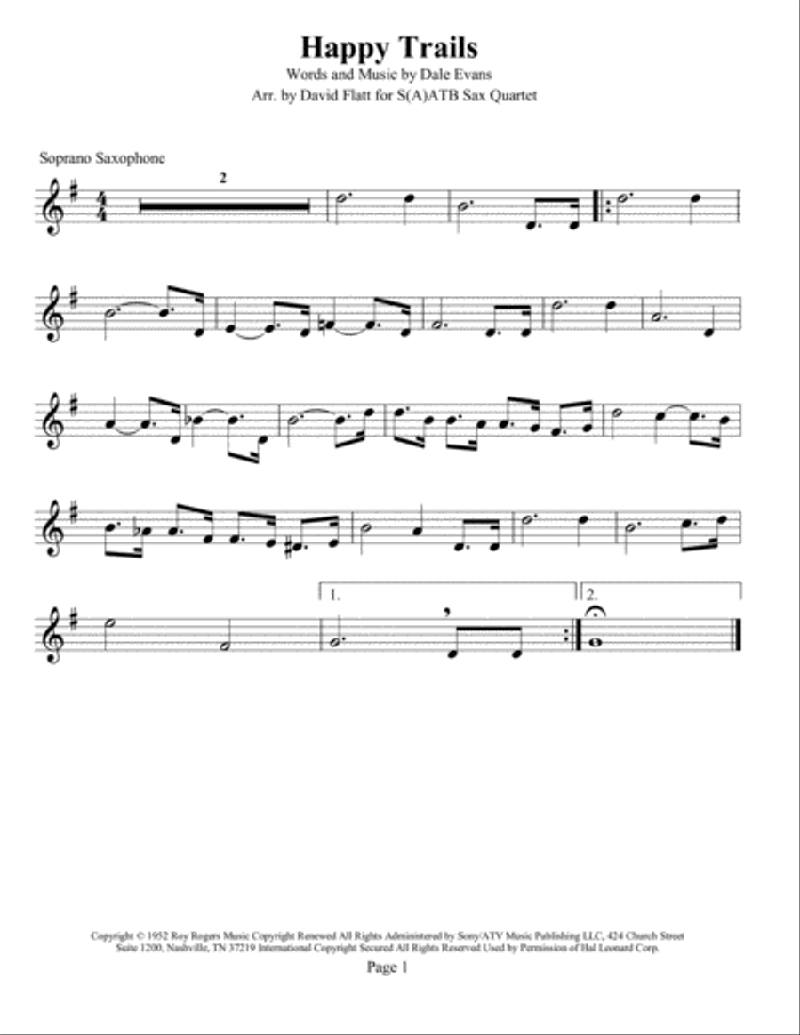 Happy Trails Happy Trails Woodwind Quartet scores gallery preview page 4