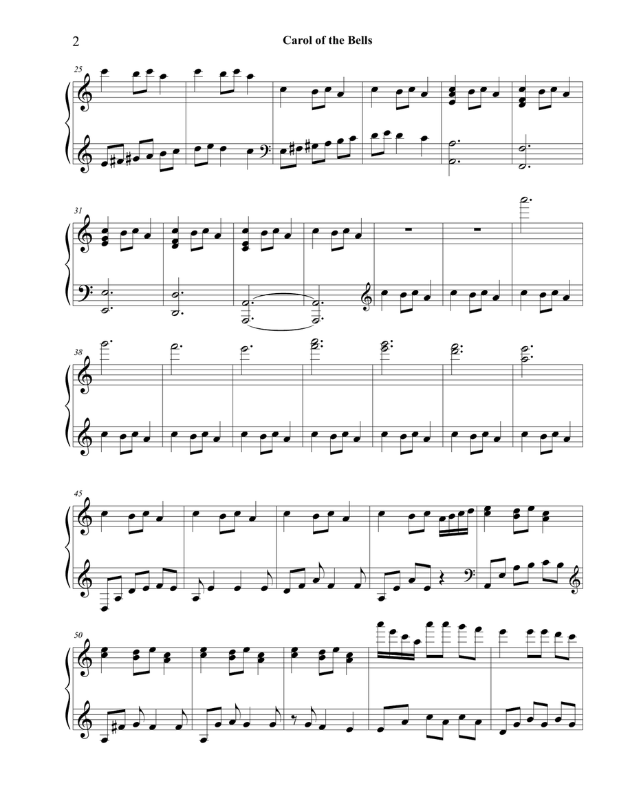 Carol of the Bells Piano Solo scores gallery preview page 2