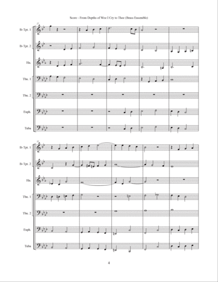 From Depths of Woe I Cry to Thee, BWV 686 (Brass Ensemble) Horn scores gallery preview page 5