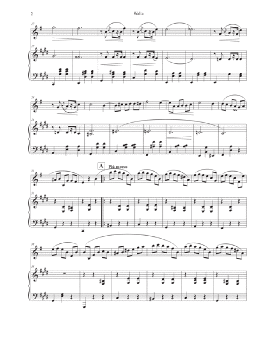 Chopin - Waltz op.64 No.2 for Clarinet in A and Piano A Clarinet scores gallery preview page 2