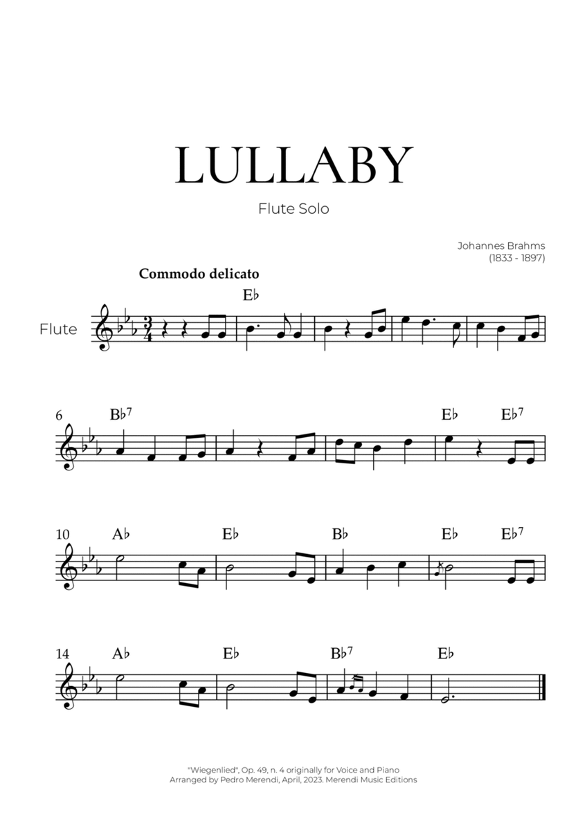 Lullaby (Flute Solo) - Johannes Brahms image number null