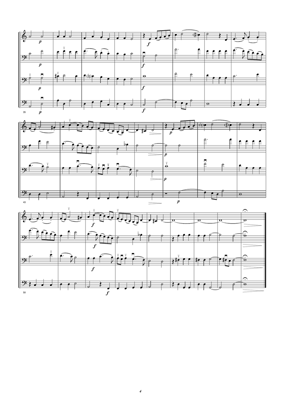 Diego Ortiz,Madrigal, Canción e Recercada from: Tratado de Glosas Sobre Clausulas Y Otros Generos String Quartet scores gallery preview page 4