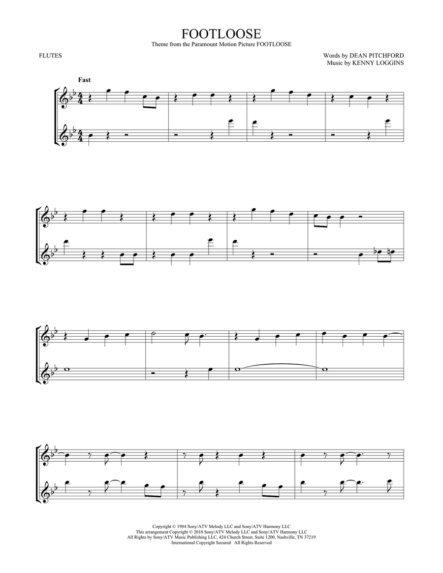Footloose Footloose Flute Duet scores gallery preview page 1