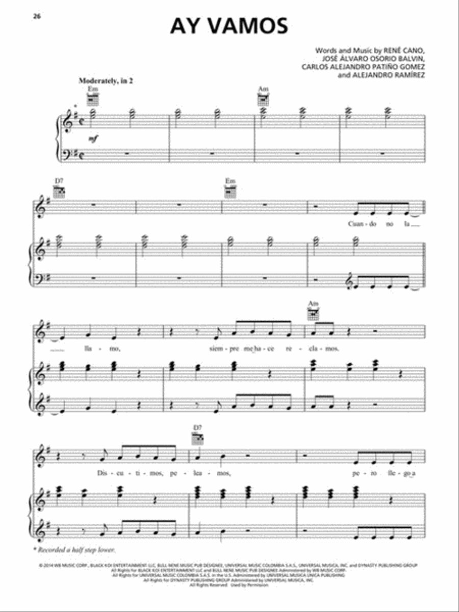 Latin Pop Hits Piano, Vocal, Guitar scores gallery preview page 4
