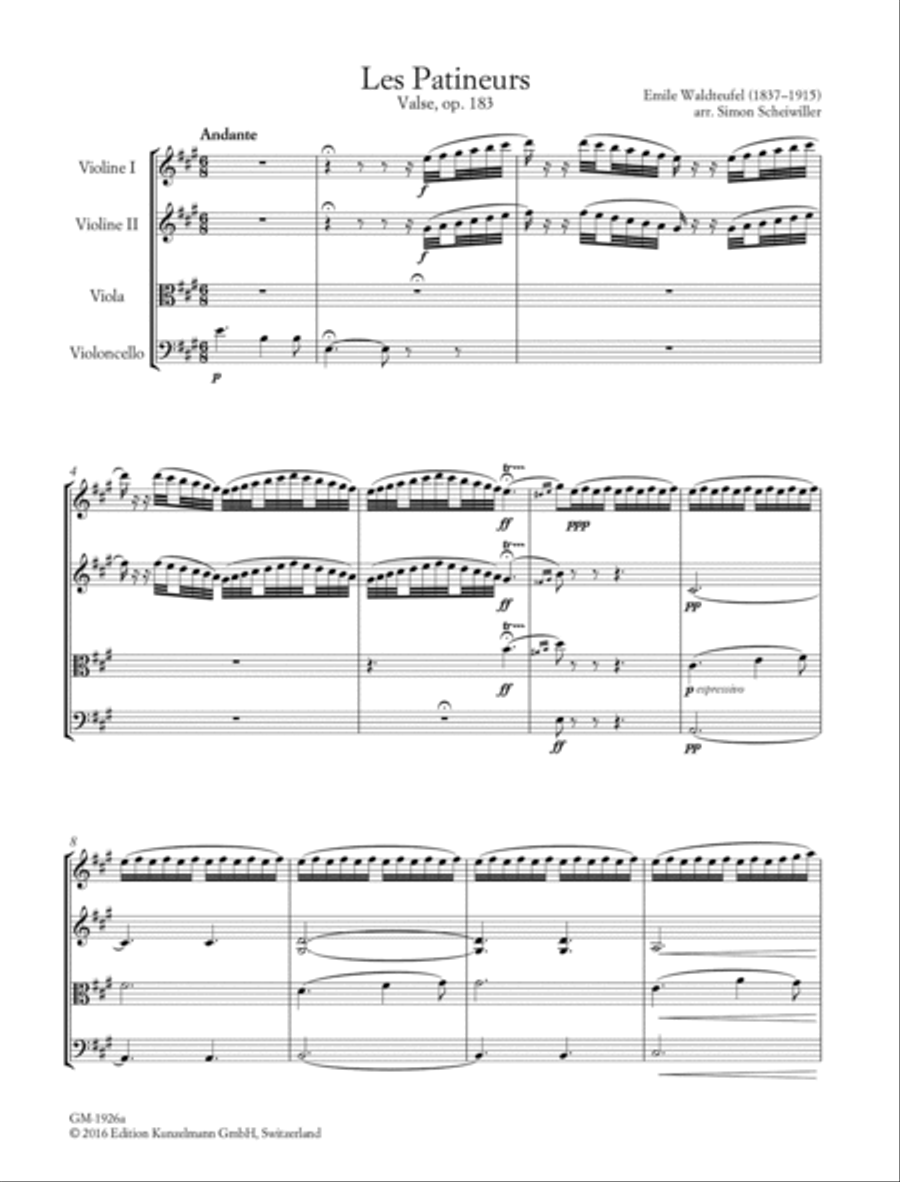 Les patineurs (The skaters), for string quartet String Quartet scores gallery preview page 2