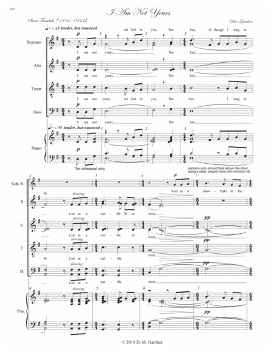 I Am Not Yours (Sara Teasdale) 4-Part scores gallery preview page 3