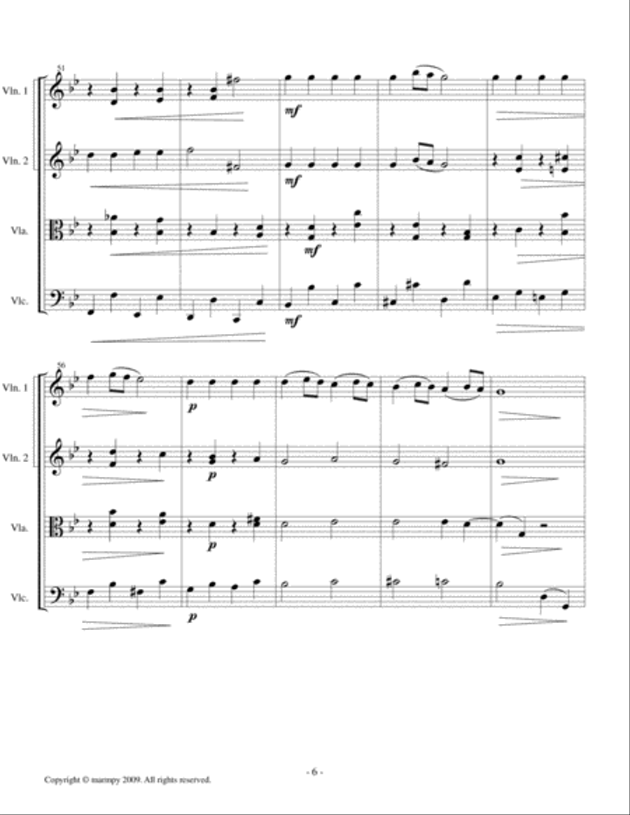 Chanson Triste by Tchaikovsky (arranged for String Quartet) String Quartet scores gallery preview page 6