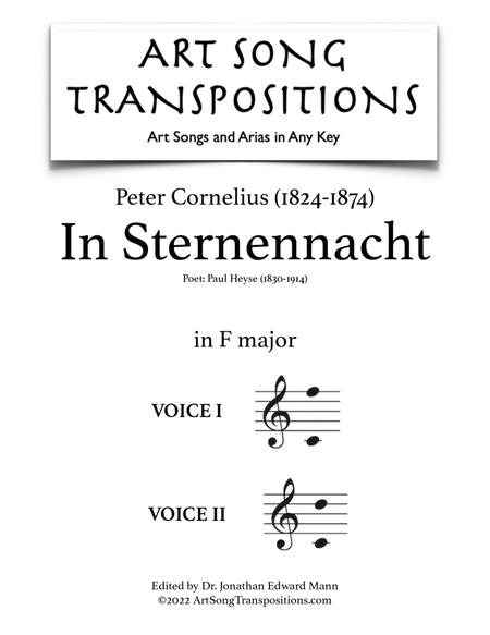 CORNELIUS: In Sternennacht (transposed to F major)