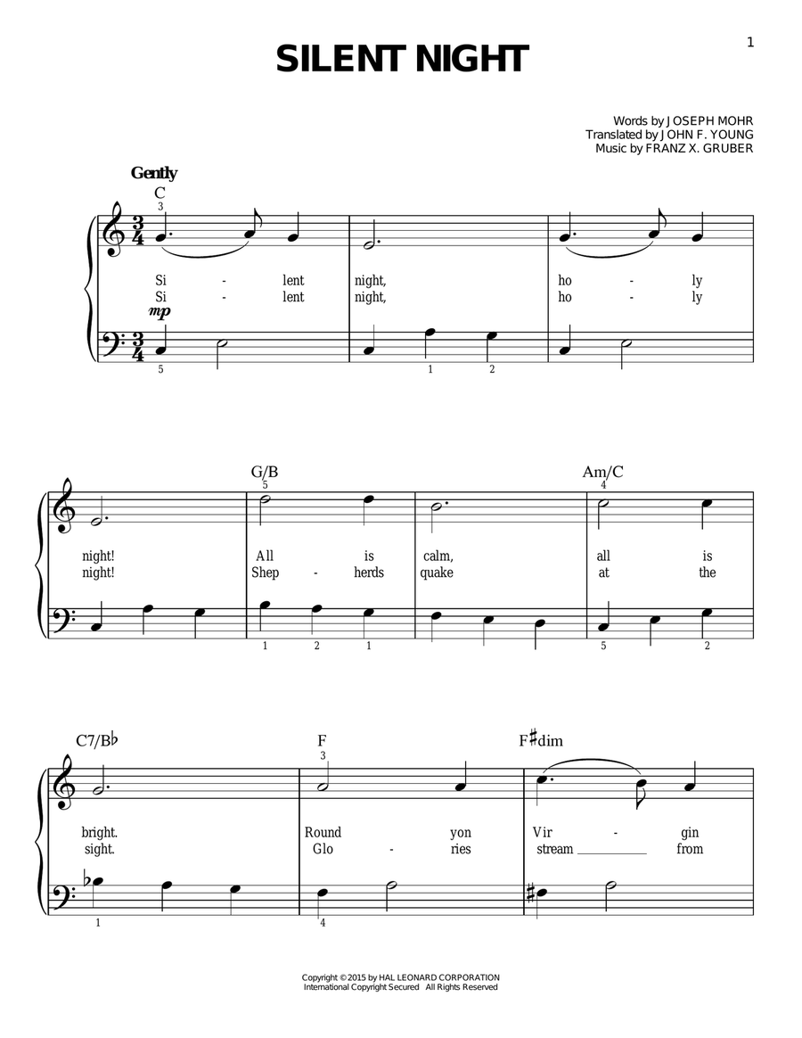 Silent Night Easy Piano scores gallery preview page 1