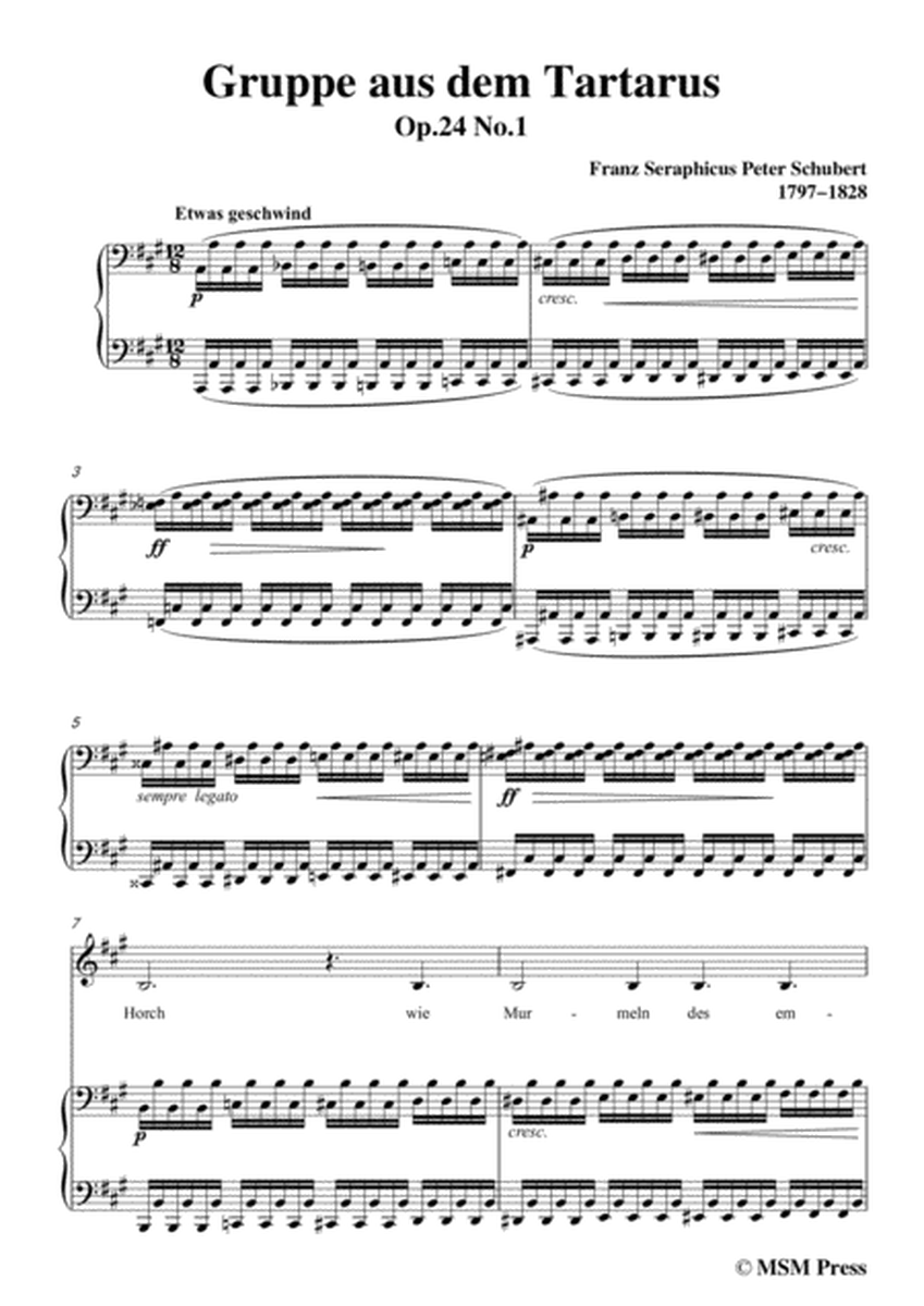 Schubert-Gruppe aus dem Tartarus,Op.24 No.1,in A Major,for Voice&Piano image number null