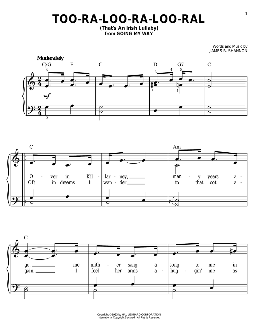 Too-Ra-Loo-Ra-Loo-Ral (That's An Irish Lullaby)