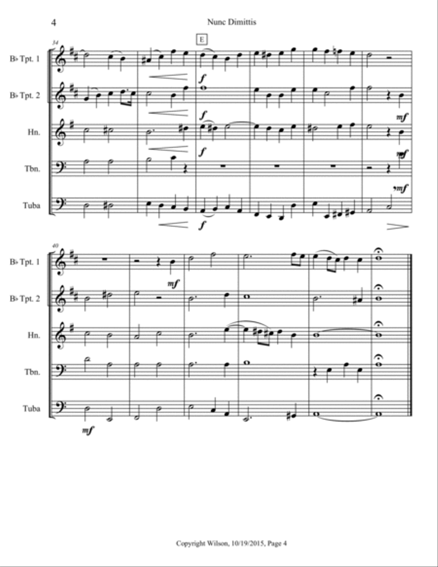 Two Sacred Songs Brass Quintet scores gallery preview page 5