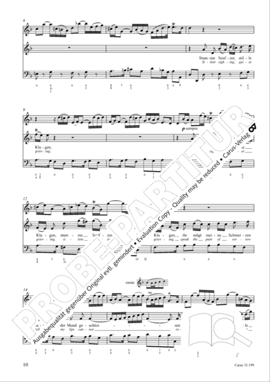 My heart is bathed in blood (Mein Herze schwimmt im Blut) Piccolo scores gallery preview page 11