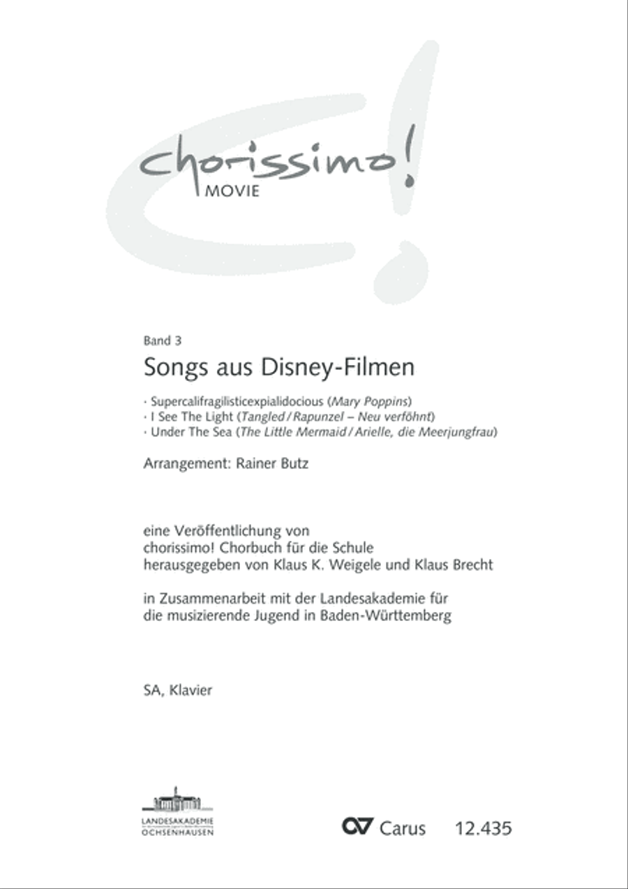 Songs from Disney films (Mary Poppins / The little Mermaid / Tangled). chorissimo! MOVIE vol. 3