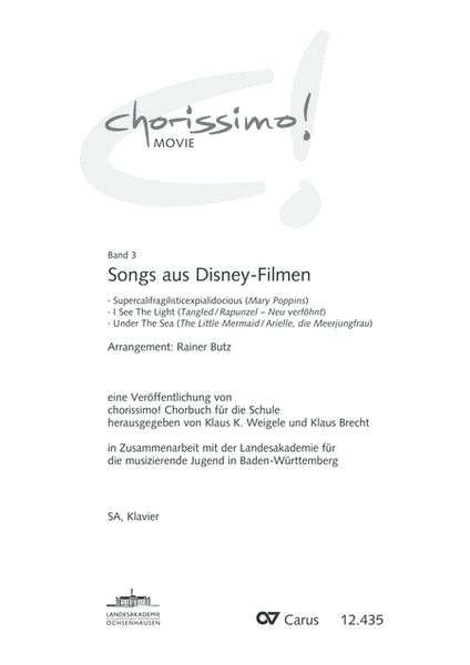 Songs from Disney films (Mary Poppins / The little Mermaid / Tangled). chorissimo! MOVIE vol. 3