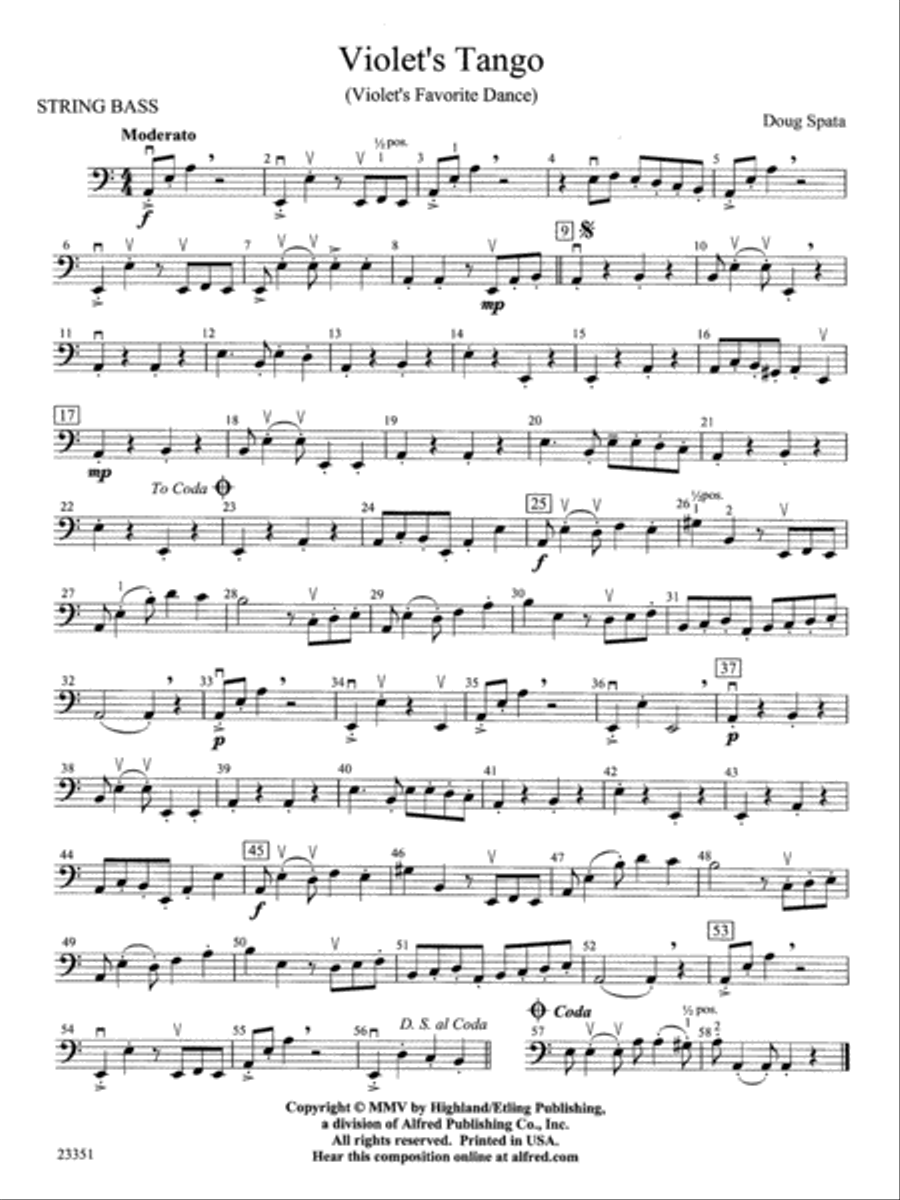 Violet's Tango: String Bass String Orchestra scores gallery preview page 1