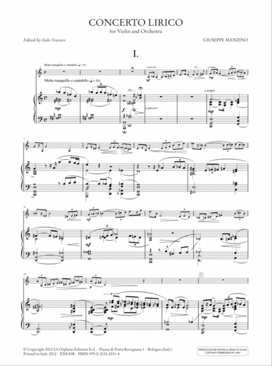 Concerto Lirico for Violin and Orchestra (1978-79) Violin Solo scores gallery preview page 2