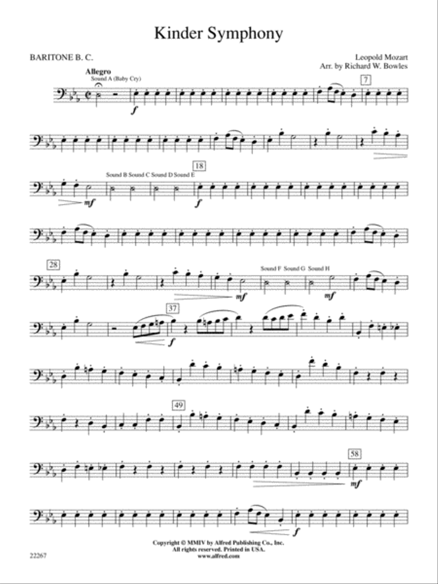 Kinder Symphony: Baritone B.C. Concert Band scores gallery preview page 1