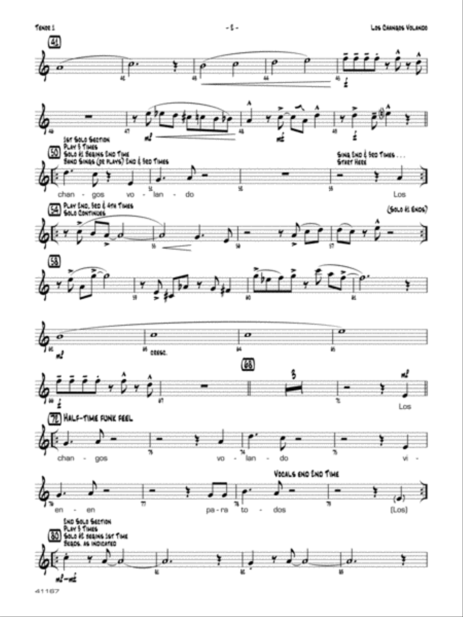 Los changos volando: B-flat Tenor Saxophone Jazz Ensemble scores gallery preview page 2