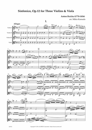 Sinfonico, Op.12 for Three Violins & Viola