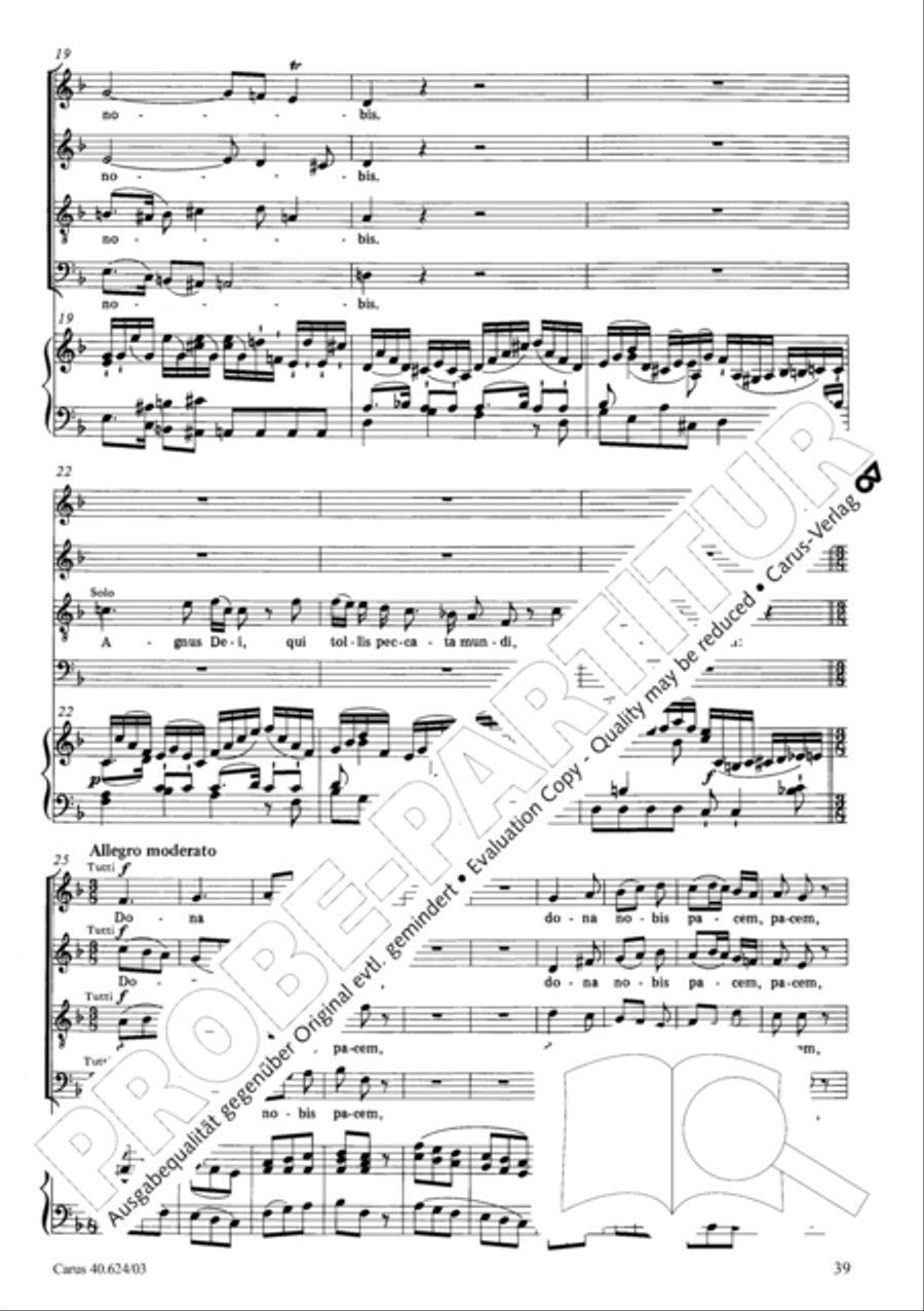Missa brevis in F major 4-Part scores gallery preview page 40
