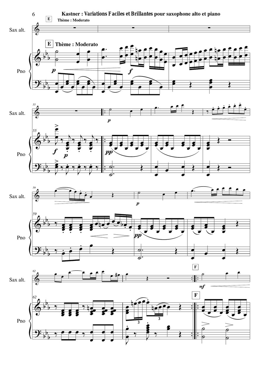 Jean-Georges Kastner: Variations Faciles et Brillantes for alto saxophone and piano Alto Saxophone scores gallery preview page 6