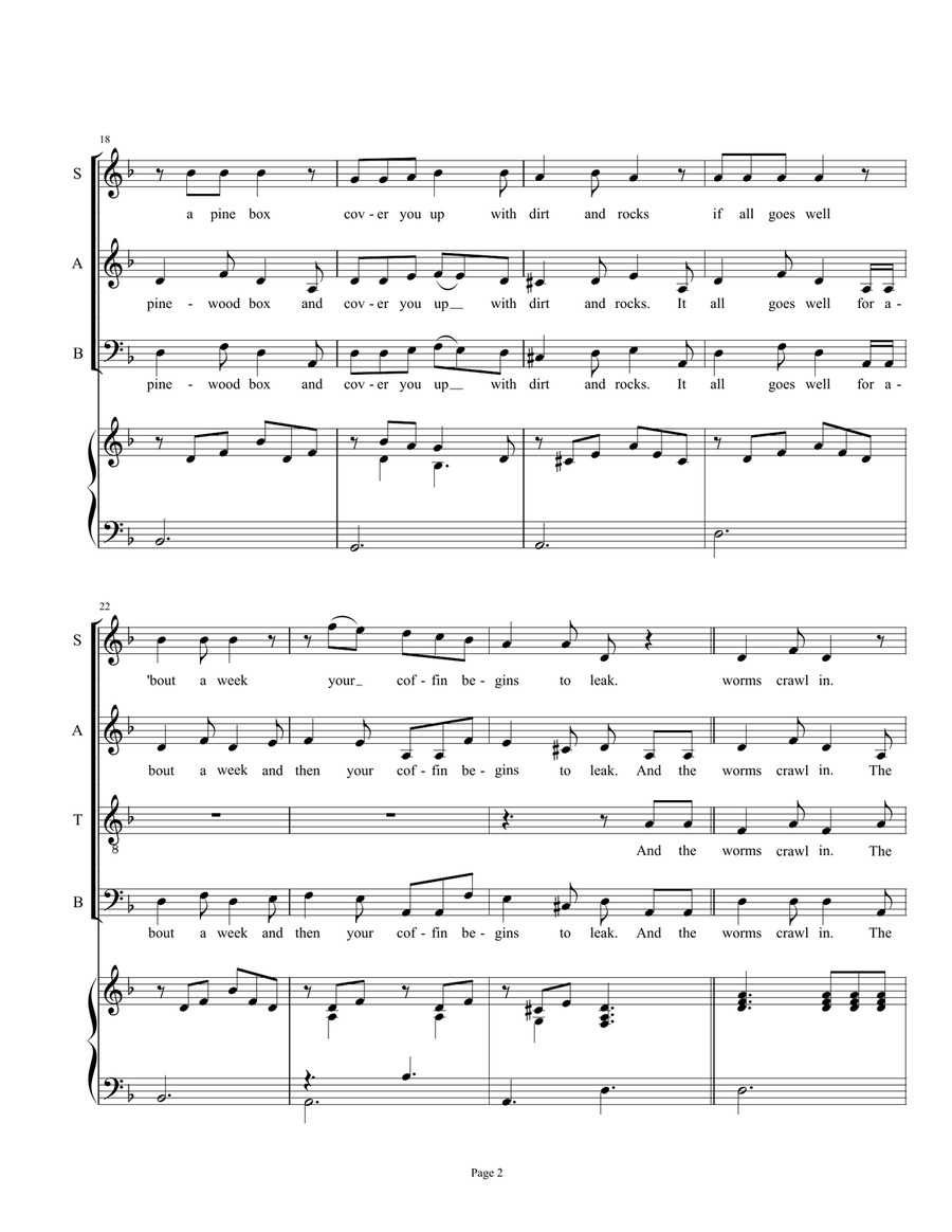 The Hearse Song (The Worms Crawl In) 4-Part scores gallery preview page 2