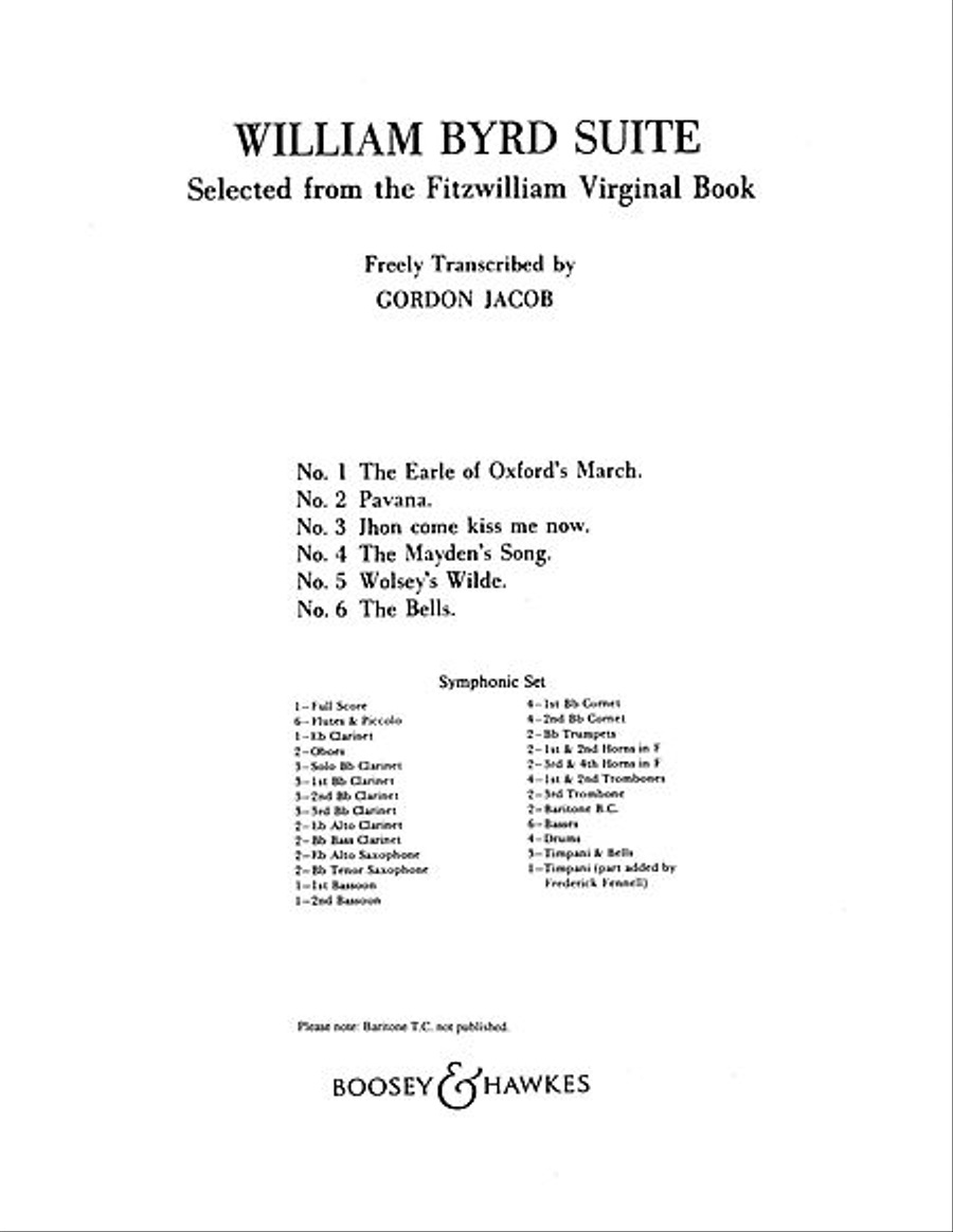 William Byrd Suite Concert Band scores gallery preview page 1