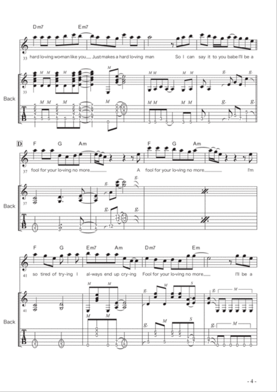 Fool For Your Loving Guitar Tablature scores gallery preview page 4