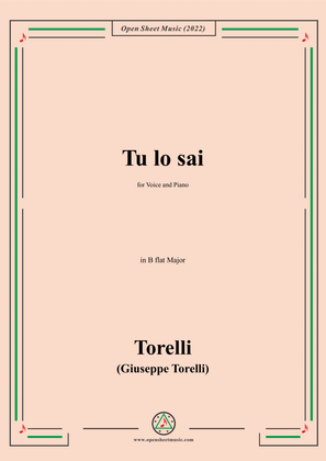 Giuseppe Torelli-Tu lo sai,in B flat Major,for Voice and Piano