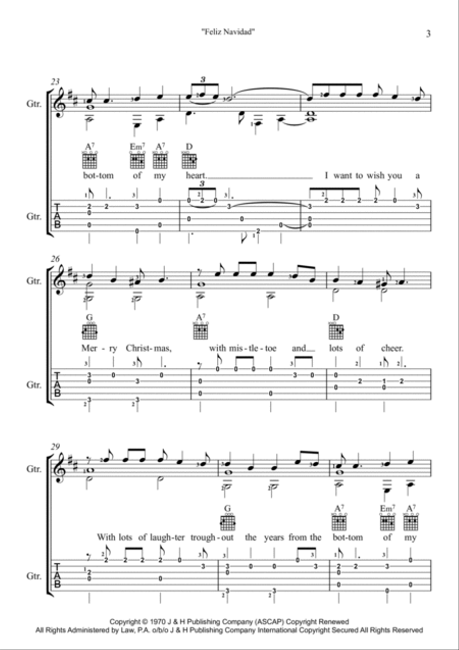 Feliz Navidad Feliz Navidad Electric Guitar scores gallery preview page 3