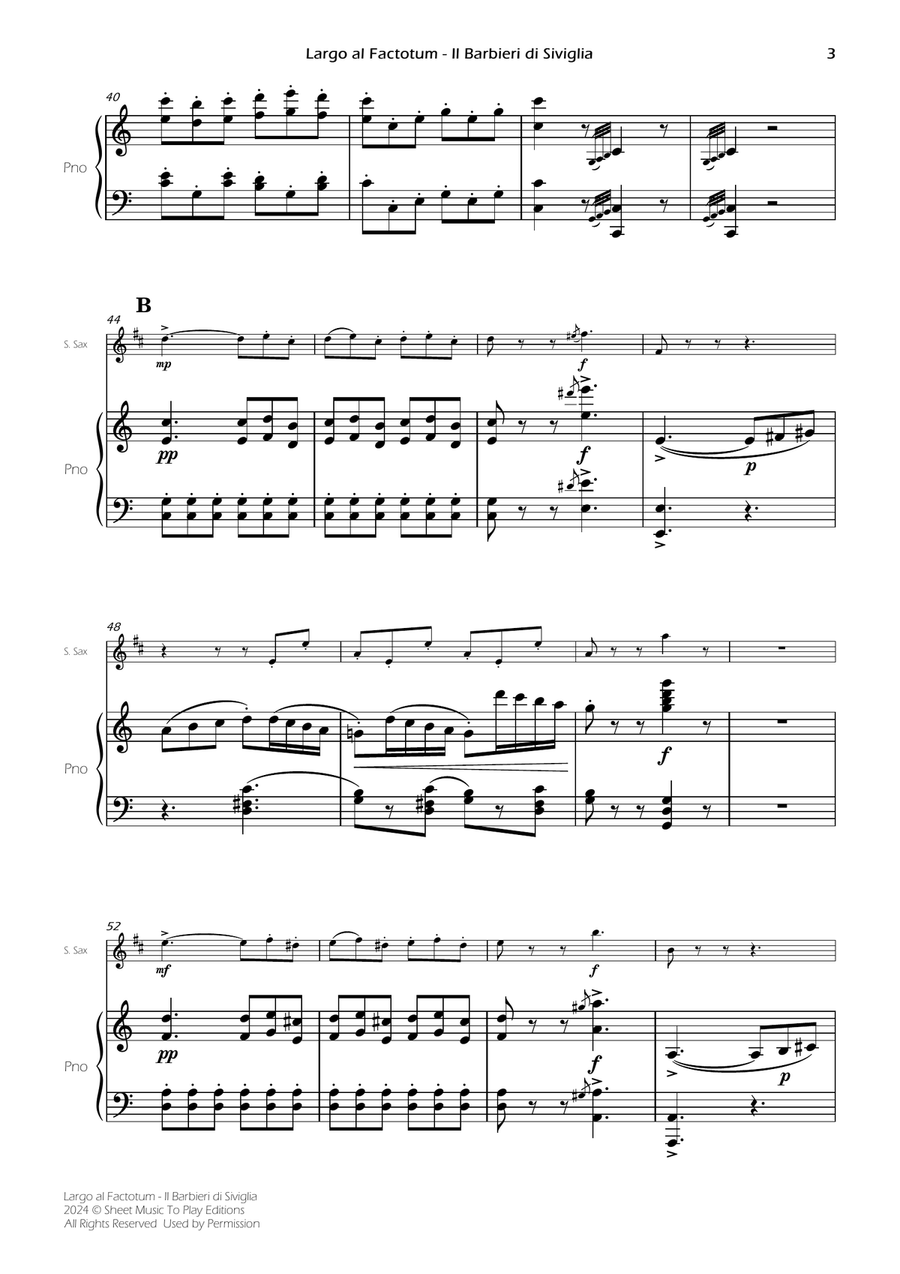 Largo al Factotum - Soprano Sax and Piano (Full Score and Parts) Soprano Saxophone scores gallery preview page 5